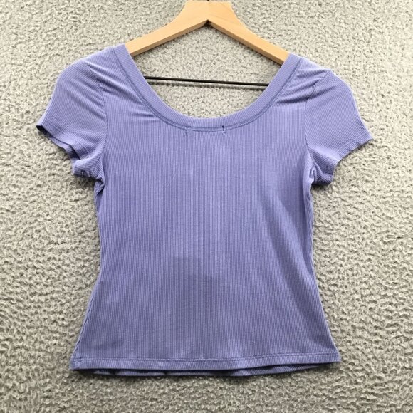 Lulus Rib Knit Button Front Crop‎ Top Light Blue S - Picture 2 of 3